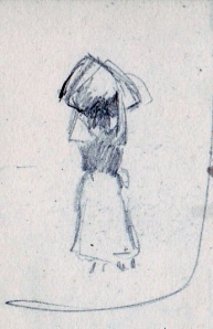 Charles W. Bauhan (1861-1938), sketch of a dandelion gatherer, April 25, 1911. (Collection of Joseph Ditta)