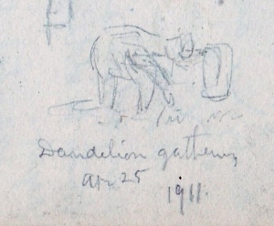 Charles W. Bauhan (1861-1938), Dandelion gathering, April 25, 1911. (Collection of Joseph Ditta)